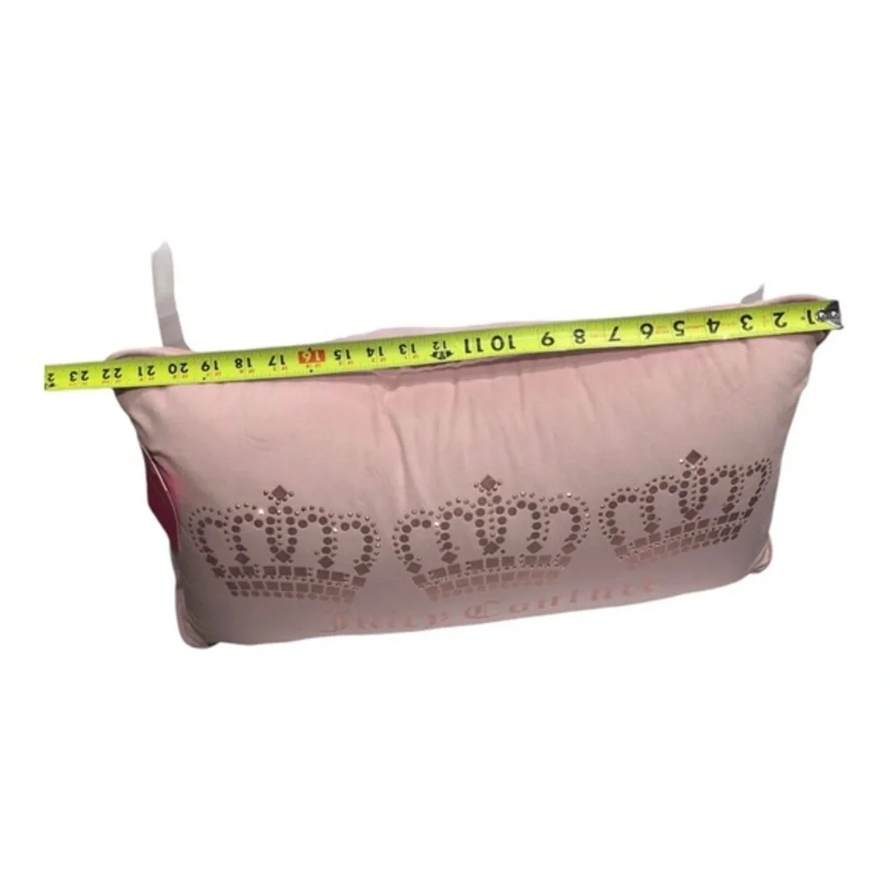 Juicy Couture soft pink & pink metallic 3 crown studded rectangle‎ decor pillow